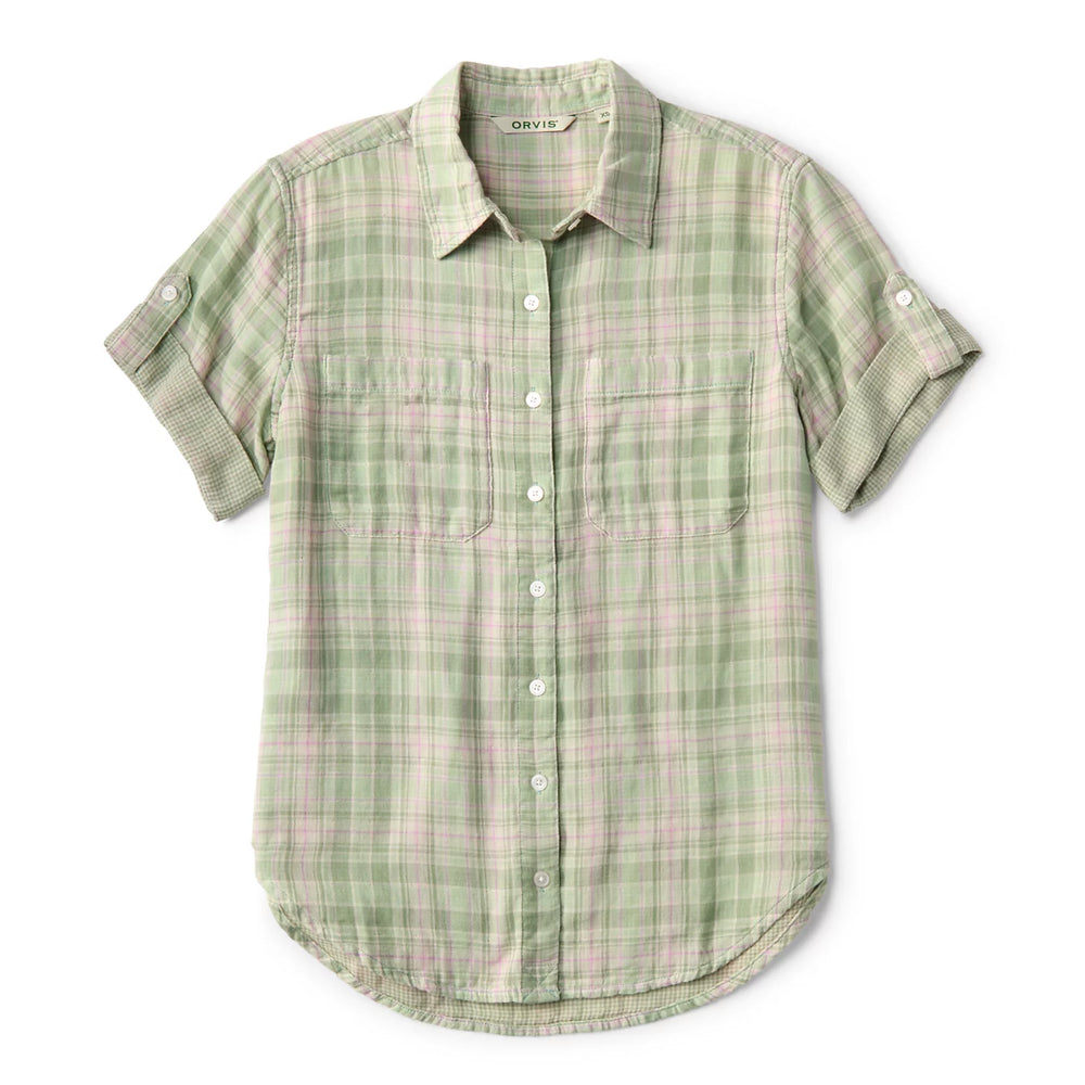 Plaid Gauze Short-Sleeve Camp Shirt