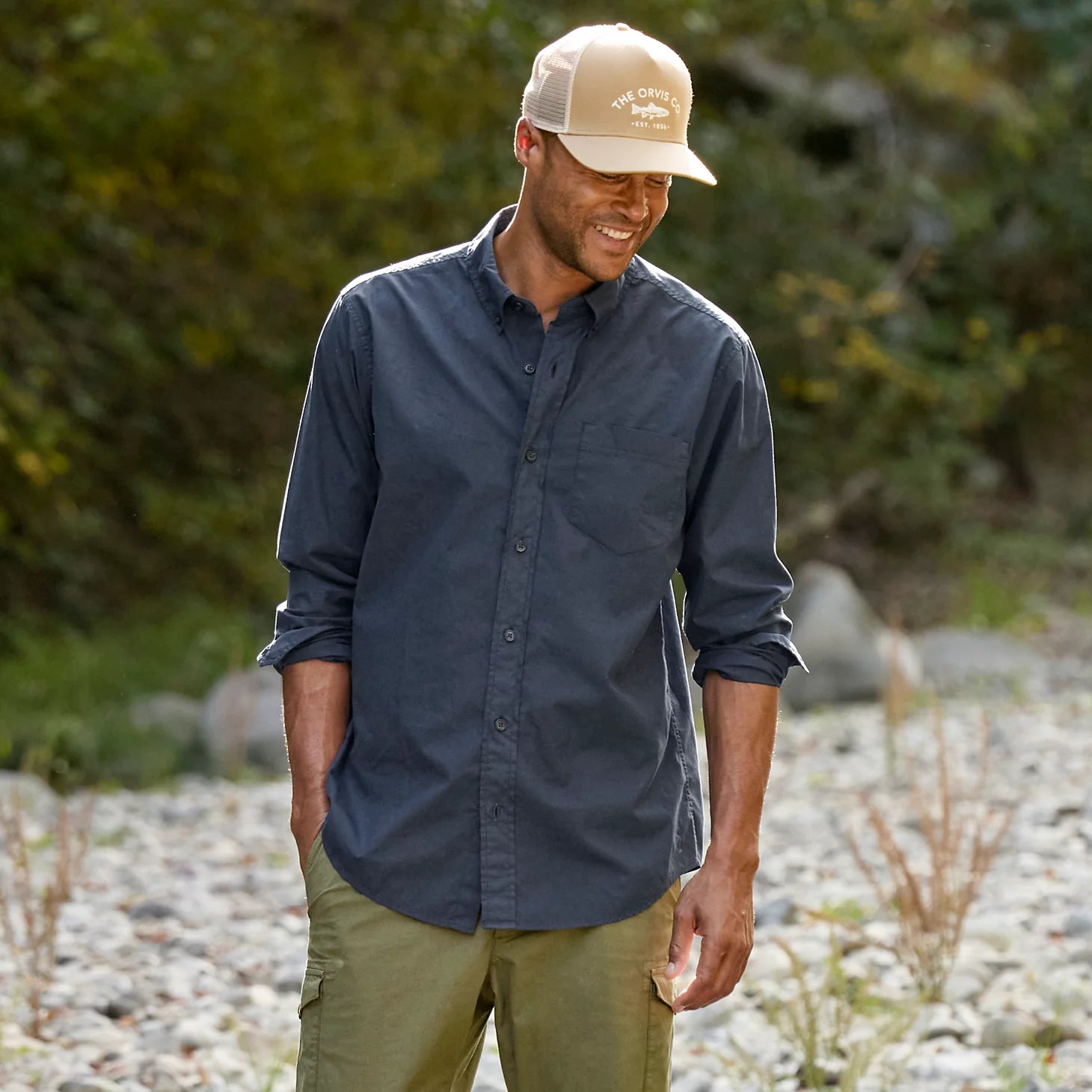 Garment-Dyed Poplin Long-Sleeve Shirt