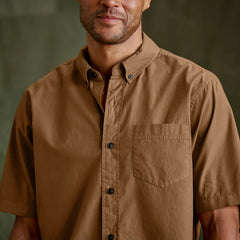 Garment-Dyed Poplin Short-Sleeve Shirt