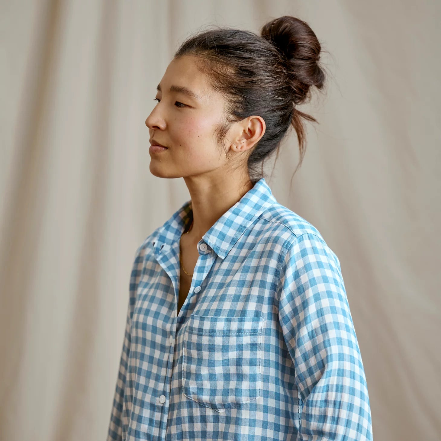Everyday Lightweight Plaid Long-Sleeve Boyfriend Shirt
